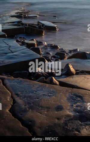 Kimmeridge Ledge exposées par marée basse baie Kimmeridge Dorset Angleterre Banque D'Images