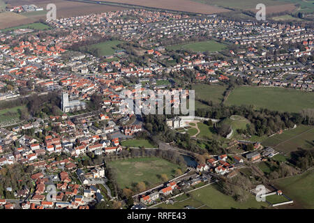 Vue aérienne de la ville de Tickhill près de Doncaster, dans le Yorkshire du Sud Banque D'Images