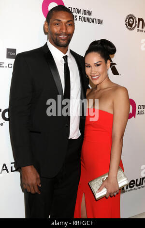 LOS ANGELES, CA - le 24 février : Metta World Peace, Maya Ford Objet fabriqué à l'Elton John AIDS Foundation Academy Awards Viewing Party à West Hollywood Park le 24 février 2019 à Los Angeles, Californie. Crédit : David Edwards/MediaPunch Banque D'Images