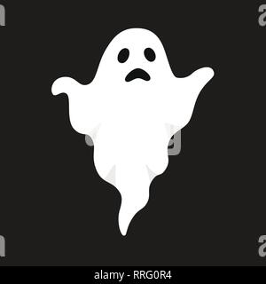 Vector illustration of white ghost. Spooky Halloween monster, effrayant ou poltergeist esprit volant dans la nuit. Illustration de Vecteur