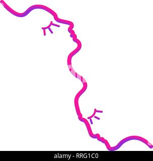Deux personnes silhouettes tirées avec une seule ligne. Vector illustration simple. Séparer sur un fond blanc. Illustration de Vecteur