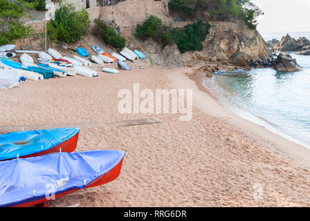 Lloret de Mar plage Sa Caleta à Costa Brava de Catalogne Espagne Banque D'Images