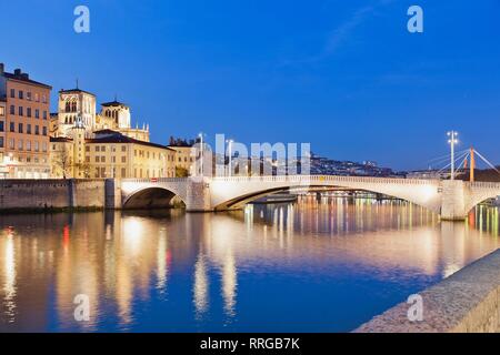 Pont Bonaparte, Lyon, Auvergne-Rhone-Alpes, France, Europe Banque D'Images