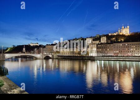 Pont Bonaparte, Lyon, Auvergne-Rhone-Alpes, France, Europe Banque D'Images