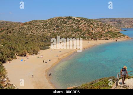 Plage de Vai, Crete Island, îles grecques, Grèce, Europe Banque D'Images