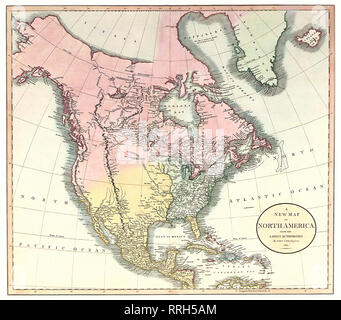 Carte de l'Amérique du Nord 1811. Banque D'Images