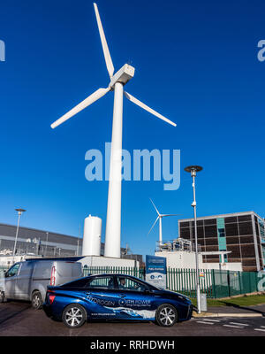 L'extérieur de la voiture à hydrogène ITM Power : Wind Station d'hydrogène à Sheffield UK Banque D'Images