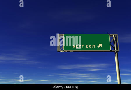 Super haute résolution 3D render of freeway sign, prochaine sortie...         ! Banque D'Images