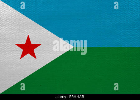 Djibouti drapeau sur la toile. Contexte patriotique. Drapeau national de Djibouti Banque D'Images