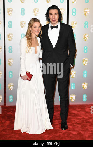 Pilote d'Adam et sa femme Joanne Tucker assister à l'EE British Academy Film Awards au Royal Albert Hall de Londres. 10 février 2019 © Paul Treadway Banque D'Images