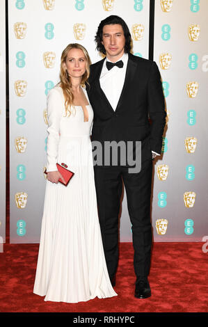 Pilote d'Adam et sa femme Joanne Tucker assister à l'EE British Academy Film Awards au Royal Albert Hall de Londres. 10 février 2019 © Paul Treadway Banque D'Images