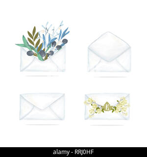 Mail pour inviter lettre design conception d'olive lettre clip art dessin illustration mail carte prêt Banque D'Images