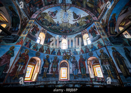 Les murales dans le monastère de Bachkovo, Rhodopes, Bulgarie, Europe Banque D'Images