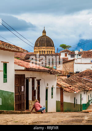 Rue de Barichara, département de Santander, en Colombie, en Amérique du Sud Banque D'Images