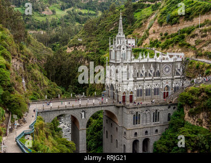 Sanctuaire de Las Lajas, elevated view, Departmant de Narino, Colombie, Amérique du Sud Banque D'Images