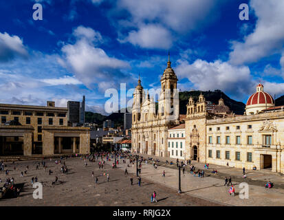 Cathédrale de la Colombie et Tabernacle Chapelle, elevated view, la Place Bolivar, Bogota, Capital District, Colombie, Amérique du Sud Banque D'Images