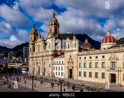 Cathédrale de la Colombie et Tabernacle Chapelle, elevated view, la Place Bolivar, Bogota, Capital District, Colombie, Amérique du Sud Banque D'Images