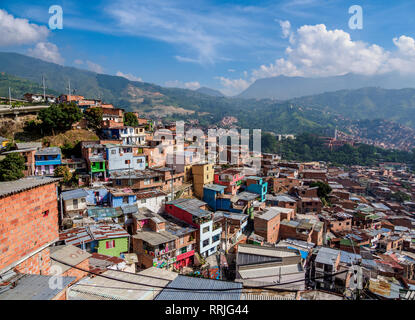 Comuna 13 view, Département d'Antioquia, Medellin, Colombie, Amérique du Sud Banque D'Images