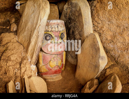 Sculpture précolombien, Alto el Purutal, Parc archéologique de San Agustin, UNESCO World Heritage Site, département de Huila, en Colombie, en Amérique du Sud Banque D'Images