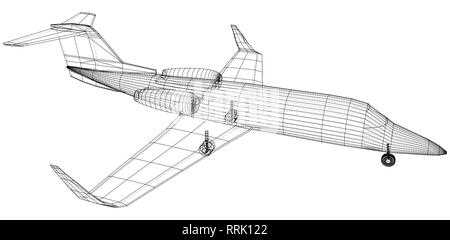 Plan directeur de l'avion. Contours des aéronefs sur fond blanc. Illustration de création 3d. Illustration de Vecteur