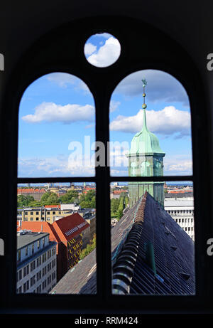 Rundetaarn, ou la tour ronde, la tour du 17ème siècle et à l'observatoire, le plus ancien observatoire du fonctionnement de l'Europe, Copenhague, Danemark. Banque D'Images