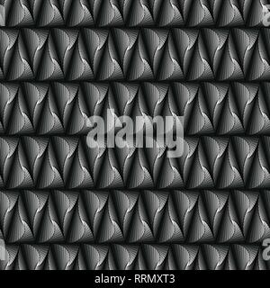 Seamless pattern géométrique comme une pseudo image 3D dans des teintes monochromes, vector handmade Illustration de Vecteur