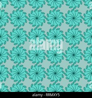 Seamless abstract pattern circulaire composé de chiffres dans des teintes turquoise sur l'arrière-plan muet, vector handmade Illustration de Vecteur