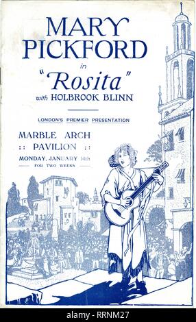 MARY PICKFORD ROSITA 1923 réalisé par Ernst Lubitsch Silent Movie Marble Arch Pavilion Programme portent sur la Mary Pickford Company / Allied Artists Corporation Ltd / United Artists Banque D'Images