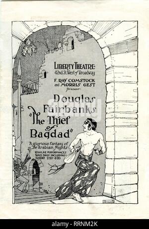 DOUGLAS FAIRBANKS Sr LE VOLEUR DE BAGDAD 1924 réalisateur Raoul Walsh Silent Movie New York première couverture conçue par William Cameron Menzies United Artists Banque D'Images