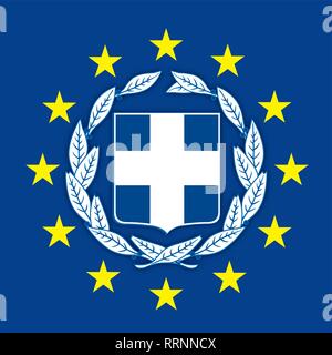Autriche armoiries sur le drapeau de l'Union européenne, la Grèce d'illustration vectorielle armoiries sur le drapeau de l'Union européenne, vector illustration Illustration de Vecteur