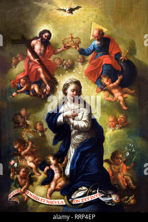 Le couronnement de la Vierge 17e siècle par Bernardo Lorente allemand, 1680-1759 L'Espagne, l'espagnol. Banque D'Images