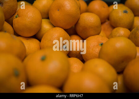 Arrière-plan de fruits. Petite orange mûre mandarine. Complexe de vitamines Banque D'Images