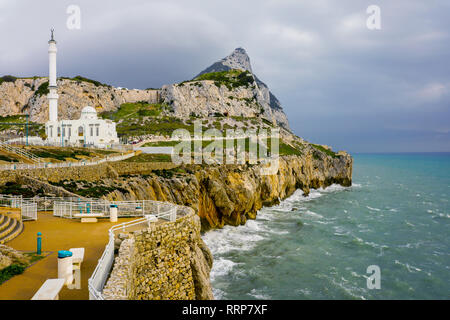 La mosquée Blanche au Point Europa à Gibraltar, Gibraltar, territoire britannique d'outre-mer. Banque D'Images