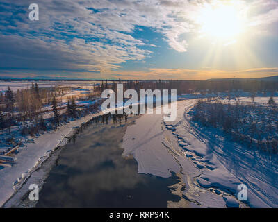 Images du Fairbanks et Mt Skiland Aurora Banque D'Images
