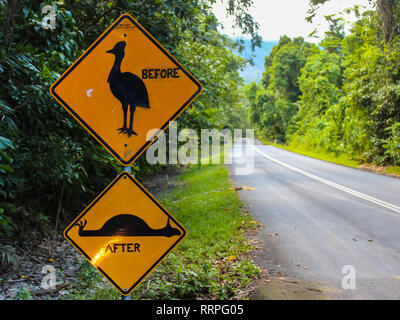 Panneau D'avertissement De Casoar Sur Route Attention Aux Oiseaux