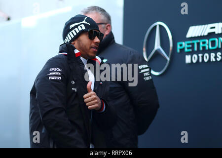 Montmelo, Barcelone, Espagne. Feb, 2019 2. Lewis Hamilton de Grande-Bretagne et Mercedes AMG Petronas F1 Team lors de la cinquième journée de F1 les essais d'hiver Crédit : Marco Canoniero/Alamy Live News Banque D'Images