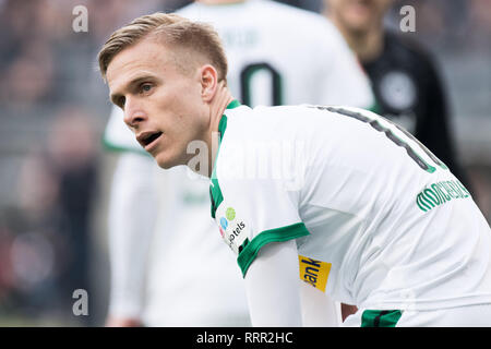 Frankfurt, Deutschland. Feb 17, 2019. Oscar WENDT (MG) se tourne vers le côté, la moitié de la figure, la moitié de la figure, le Soccer 1. Bundesliga, 22. Journée, Eintracht Frankfurt (F) - Borussia Mönchengladbach (MG) 1 : 1, le 17.02.2019 à Francfort/Allemagne. ¬ | Conditions de crédit dans le monde entier : dpa/Alamy Live News Banque D'Images