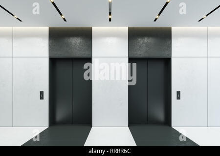 Ascenseur moderne avec des portes closes in office lobby Banque D'Images