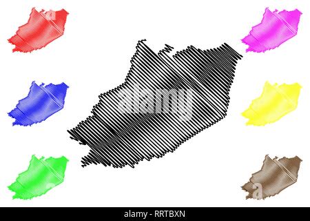 Province de Hau Giang (République socialiste du Viêt Nam, Subdivisions du Vietnam) map vector illustration, scribble sketch Tinh carte Hau Giang Illustration de Vecteur