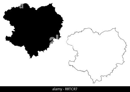 Oblast de Kharkiv (divisions administratives de l'Ukraine, des régions de l'Ukraine) map vector illustration, croquis Gribouillage à l'Kharkivshchyna site Illustration de Vecteur