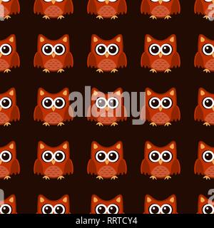 L'art stylisé Owl pattern brown orange transparente Illustration de Vecteur