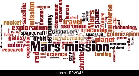 Mission pour mars mot concept cloud. Vector illustration Illustration de Vecteur