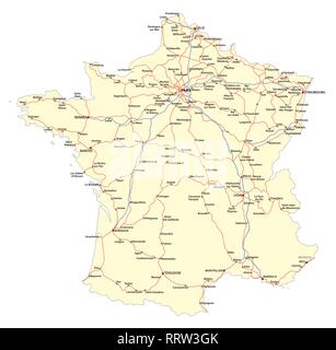 Carte des principales routes du réseau ferroviaire Français Illustration de Vecteur