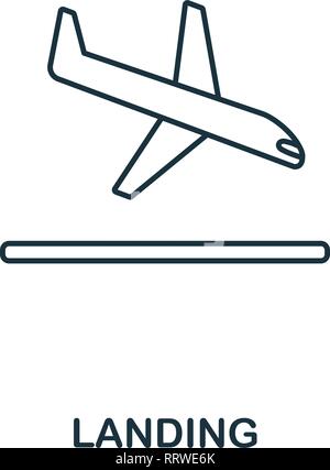 L'icône de l'atterrissage. Contours ligne fine style à partir de la collection d'icônes de l'aéroport. Atterrissage parfait pixel pour l'icône web design, applications, logiciels, l'utilisation d'impression Illustration de Vecteur