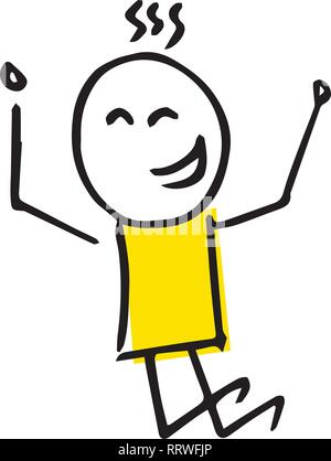 Heureux sautant stick figure en vecteur simple style. Illustration de Vecteur