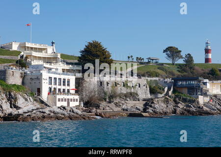 Plymouth, Devon, UK. 26 Février, 2019. Vue de l'ouest de Plymouth Hoe Hoe. La binette est l'un des plus populaires attractions touristiques dans la région de Plymouth. Banque D'Images