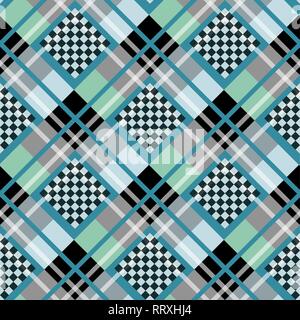 Sérénité bleu blanc diamant avec arrière-plan en échiquier tartan eps10 Vector Illustration Illustration de Vecteur