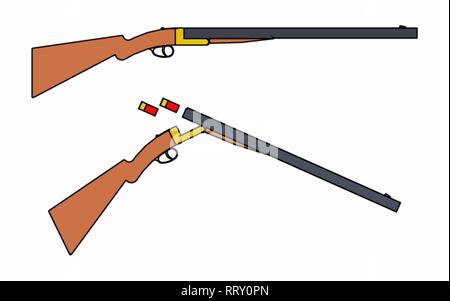 Fusil de chasse de calibre 12 silhouette noire simple Illustration de Vecteur