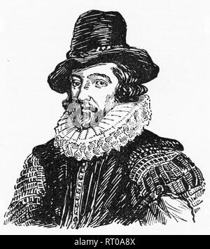 Gravure de Francis Bacon, 1er vicomte St Alban, (1561 - 1626) Philosophe anglais et homme d'État, Procureur Général et Lord Chancelier d'Angleterre. Pour avoir mis au point la méthode scientifique. À partir de 1925, magazine de Chatterbox Banque D'Images