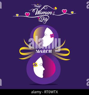 La Journée internationale de la femme. Modèle vectoriel avec lettrage design et attirer la main de texture. Pour la conception de l'affiche, de la carte Illustration de Vecteur